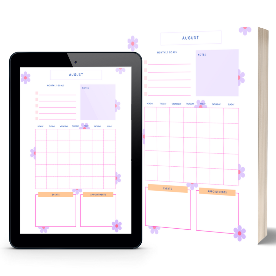 12 Month Planner With Goal Setting 🌼 instant download to print or use with a free digital planner (i.e. goodnotes app)