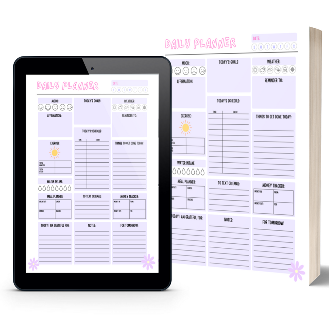 Daily Planner For Tweens + Teens ☁️ instant download to print or use with a free digital planner (i.e. goodnotes app)